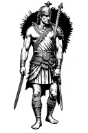Roman gladiator standing triumphantly tattoo design idea
