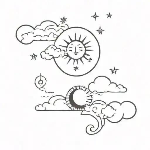  moon and sun on clouds wrap tattoo design idea