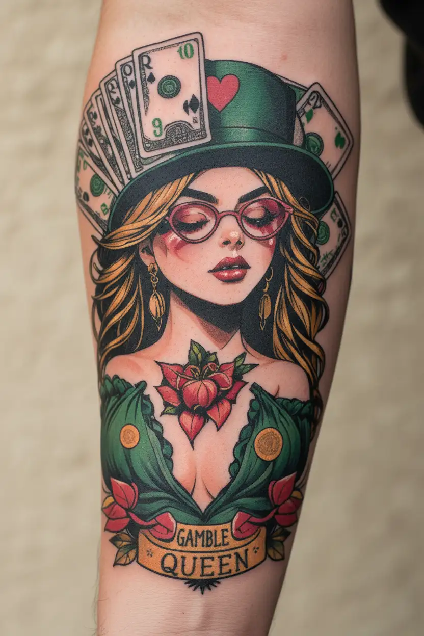 based on my past life is full of gambling money drugs tattoo design idea