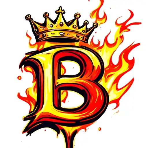letter b with a crown on top make the whole thing look like its on fire  tattoo design idea