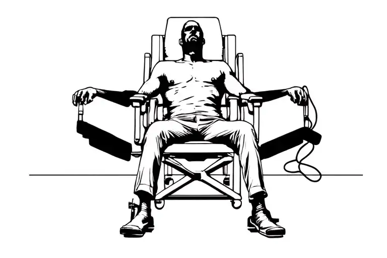 man in electric chair surrounded tattoo design idea