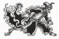 jester dancing on fire tattoo design idea