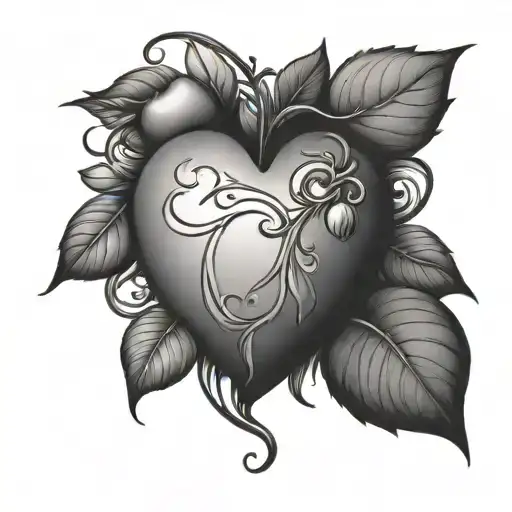 heart surrounded by apples  tattoo design idea