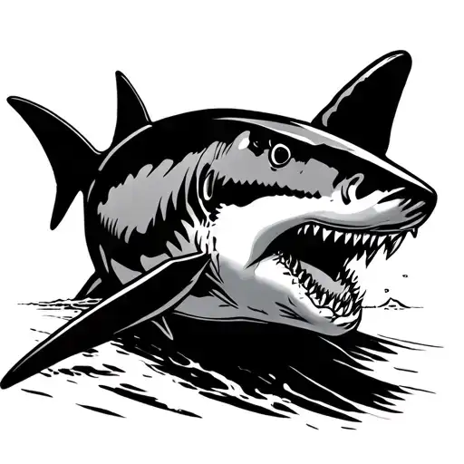 hammer head shark beach bum tattoo design idea