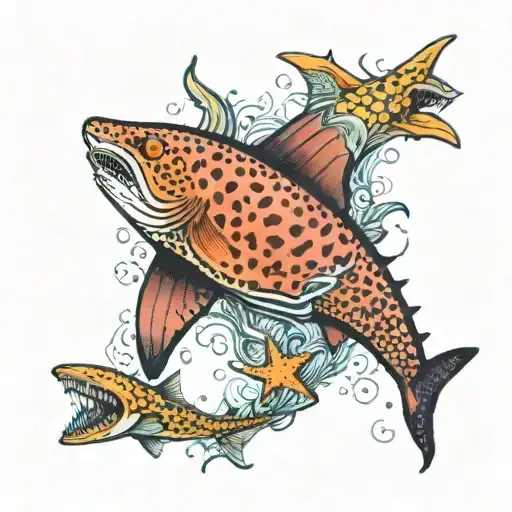 whale shark in half with sea creatures inside tattoo design idea