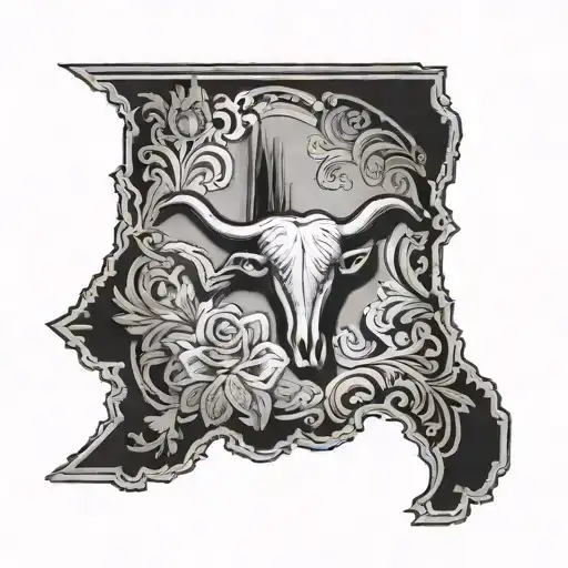 texas longhorns with state outline tattoo tattoo design idea