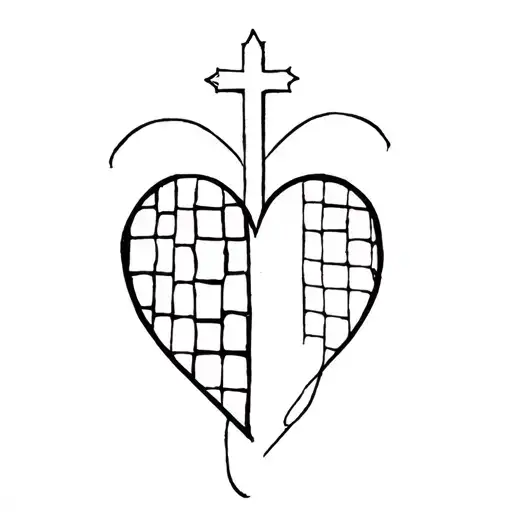 heart, croatian chessboard and cross tattoo tattoo design idea