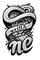 infinity symbol with "always with me" written along the line tattoo design idea