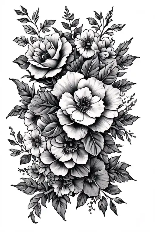 arm sleeve tooled leather and flowers  tattoo design idea