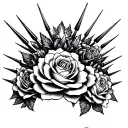 roses and spikes making a crown tattoo design idea