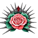 roses and spikes making a crown tattoo design idea