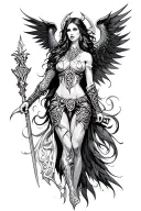 the morrigan female celtic warrior neoclassical style tattoo design idea