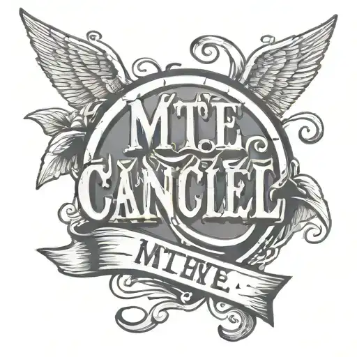 the words MTE behind a cancel sign on a bald head tattoo design idea