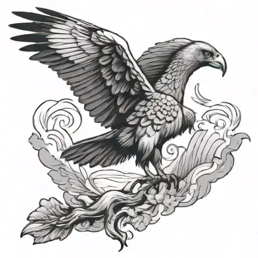 griffon vulture flying tattoo design idea