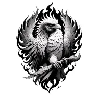 Phoenix in Fire Flames tattoo design idea
