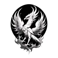 Phoenix in Fire Flames tattoo design idea