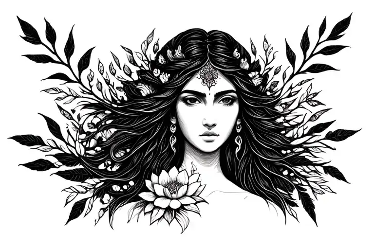 Nature goddess tattoo design idea