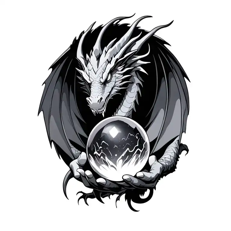 Dragon Holding Crystal Ball tattoo design idea