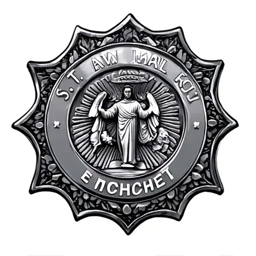 st michael, family, law enforcement badge intertwined tattoo design idea