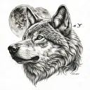 wolf howling tattoo design idea