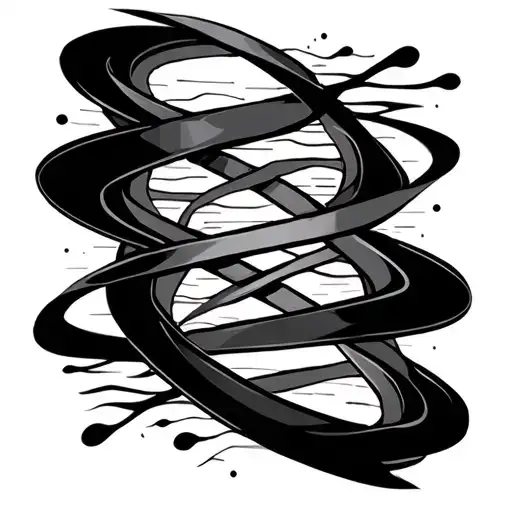 symbolic for overcoming difficulties, aurora ribbons flowing w , soundwaves backround and vortex shaping to dna tattoo design idea