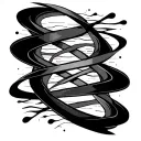 symbolic for overcoming difficulties, aurora ribbons flowing w , soundwaves backround and vortex shaping to dna tattoo design idea