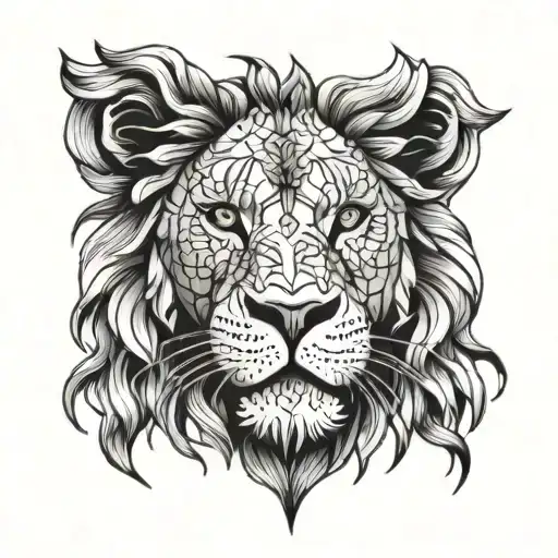 lion face tattoo design idea