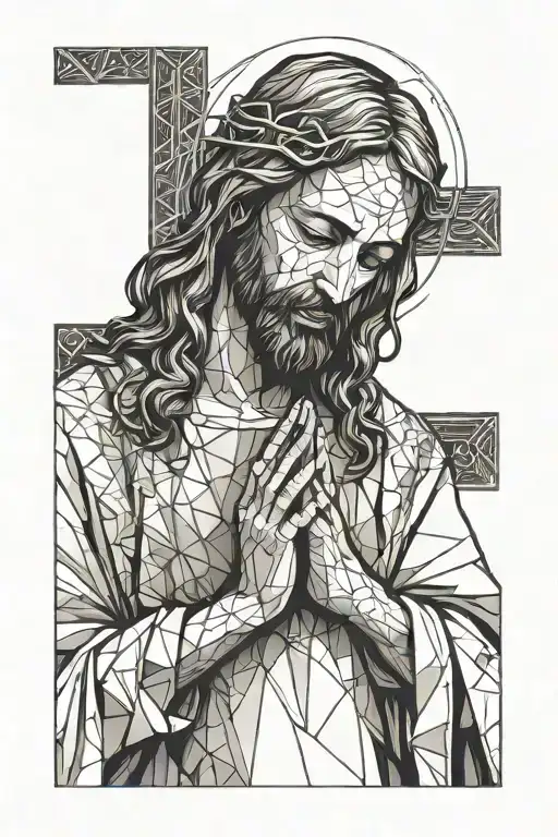 jesus praying tattoo design idea