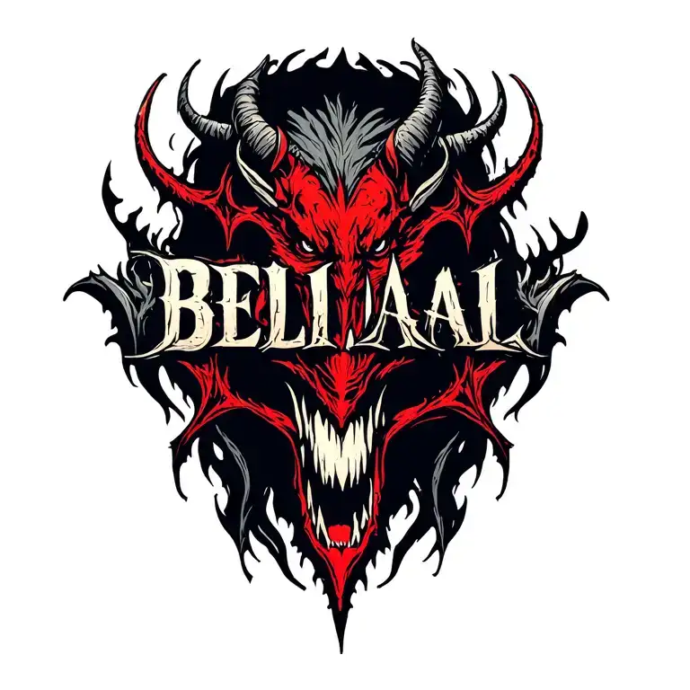 "B E L I A L" BELIAL DEMON tattoo design idea