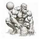 I would like a central image of Atlas the Titan with texture and stone effects, he must be kneeling with his left knee tattoo design idea