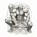 I would like a central image of Atlas the Titan with texture and stone effects, he must be kneeling with his left knee tattoo design idea