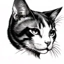 cat like a lady head profile holding tattoo design idea
