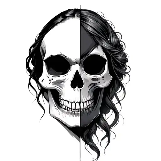Half Skull Woman tattoo design idea