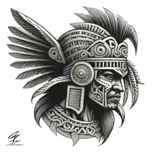 Chicano style Aztec warrior tattoo design idea
