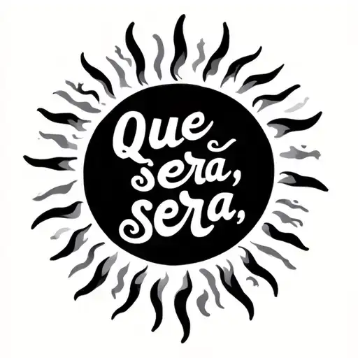 "Que sera, sera" I want a half sun with the words coming of it tattoo design idea