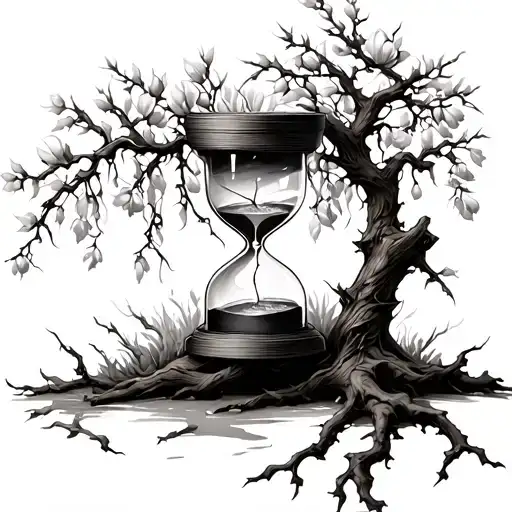 Broken Hourglass in a willow tree tattoo design idea