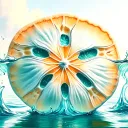 water with sand dollar tattoo design idea