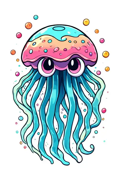 donut jelly fish tattoo design idea