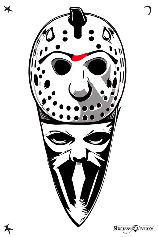 Jason Voorhees, michael myers, pumpkin, raven, Freddy Kruger and ghostface tattoo design idea