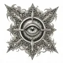 Cross and purgatory eye in the middle It is surrounded tattoo design idea