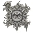 Cross and purgatory eye in the middle It is surrounded tattoo design idea