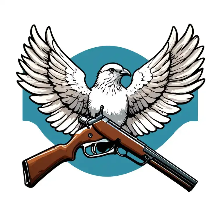 peace dove with a rifle morphing tattoo design idea