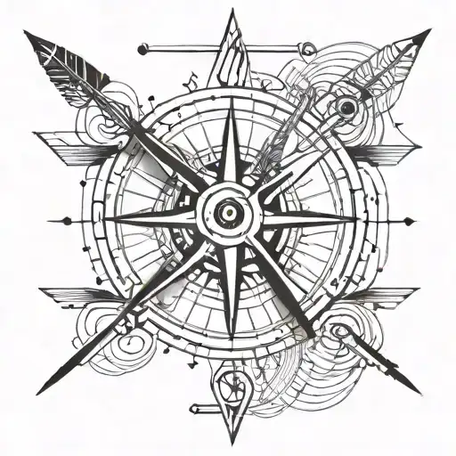 compass and arrow tattoo design idea
