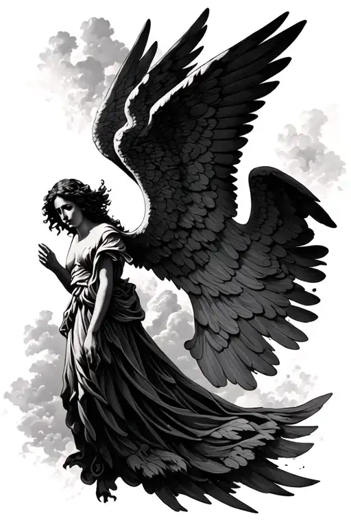 ascending angel tattoo design idea