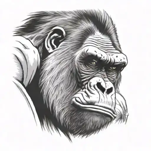 gorilla face angry side tattoo design idea