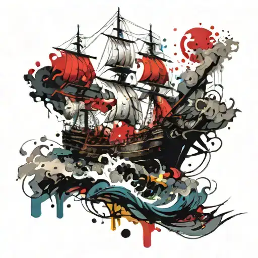 galleon ship tattoo design idea