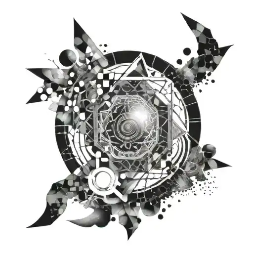 An abstract design merging elements of technology and spirituality, showcasing the beauty of life's complexities tattoo design idea