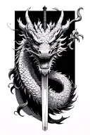 japanese dragon with katana sword tattoo design idea