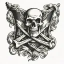 "Create a detailed image of a pirate flag featuring the iconic 'Jolly Roger' design.  tattoo design idea