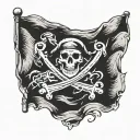 "Create a detailed image of a pirate flag featuring the iconic 'Jolly Roger' design.  tattoo design idea